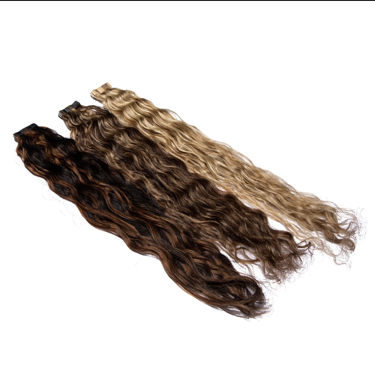 Tape Extensions PREMIUM QUALITÄT GELOCKT gesträhnt 10 Stück
